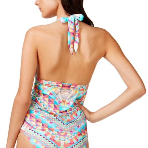 Bar III Aztec Geo Print Halter Top | Skylar Sexy Colorful Boho Blouse Top Small - Picture 2 of 14